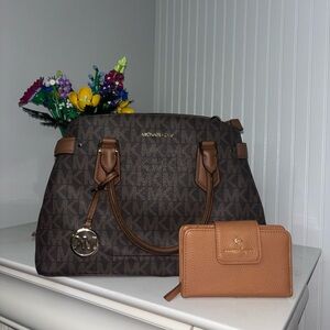 Michael Kors Sheila Medium Logo Satchel Brown